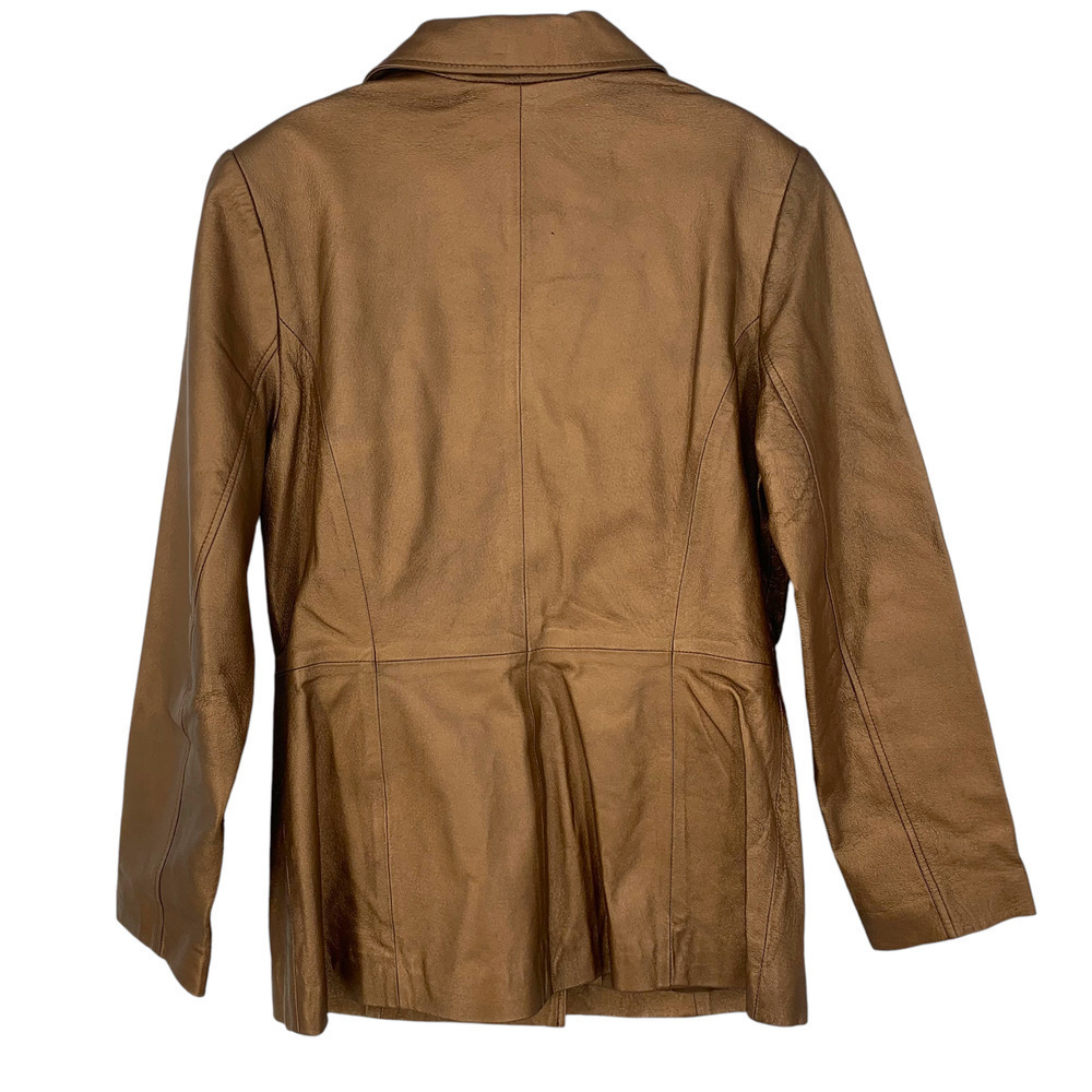 Vintage 1980's Forenza x The Limited Sz 8 Copper Leather 4 Button Blazer Jacket - Picture 7 of 7